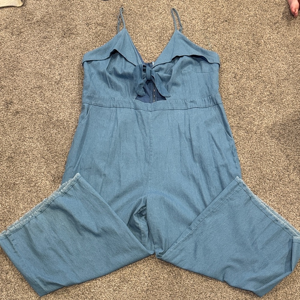 Main Strip Light Blue Denim Jumpsuit